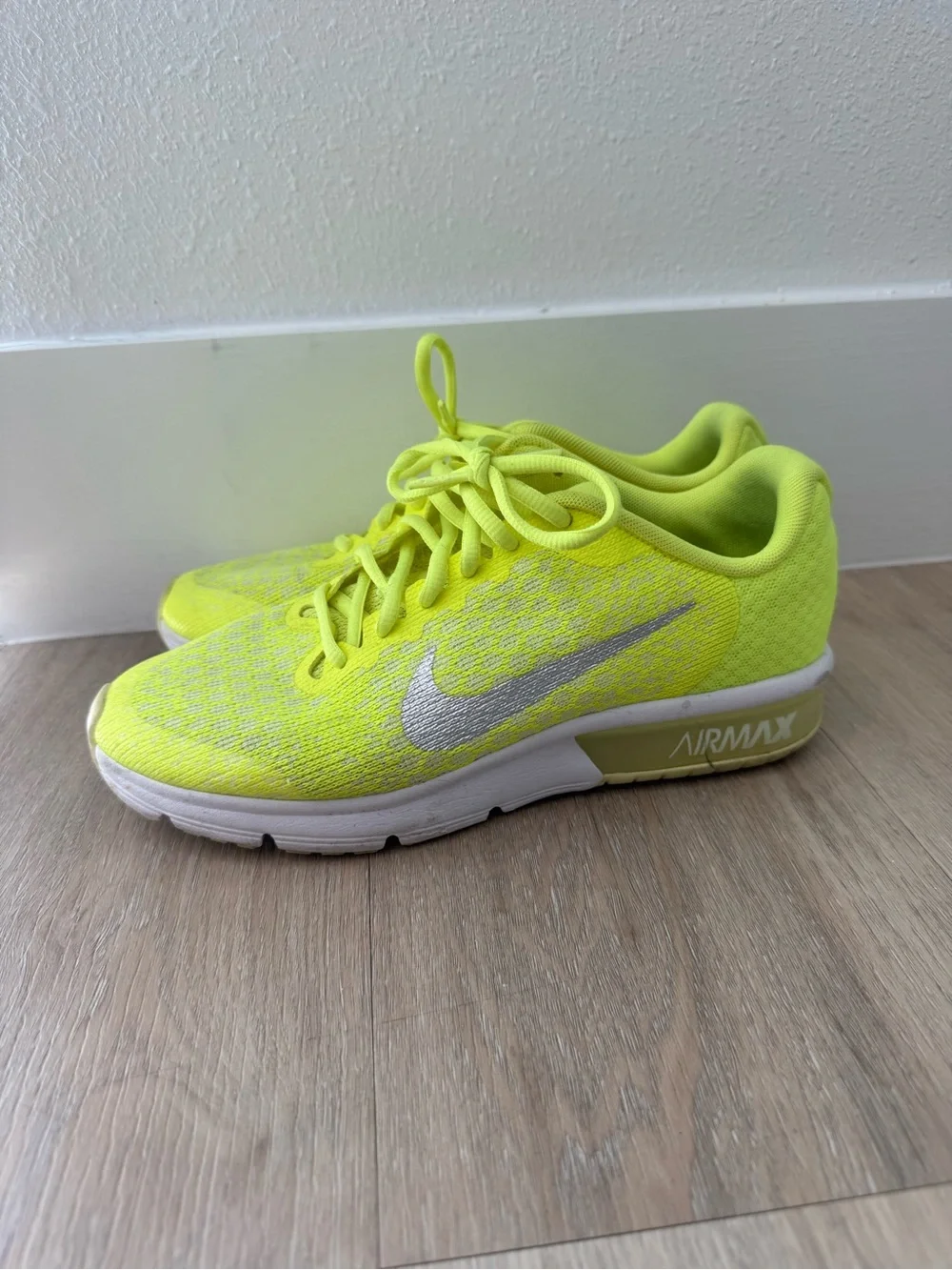 Nike Women’s Air Max Running Shoes - Neon Yellow with Silver Swoosh